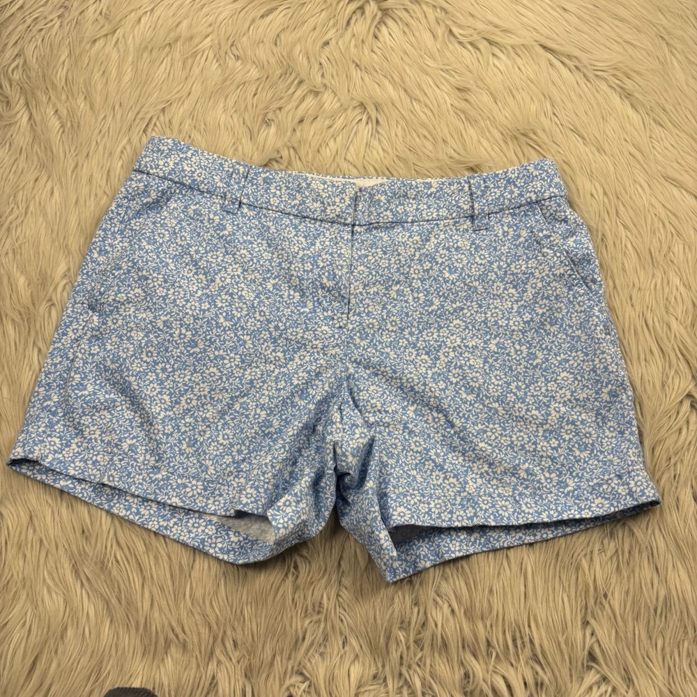J.Crew Women's 8 Blue Floral Flat Front Chico Shorts Preppy Prep